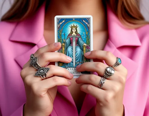 карта таро в руках