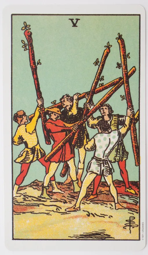 Пятерка Жезлов Пятерка Жезлов